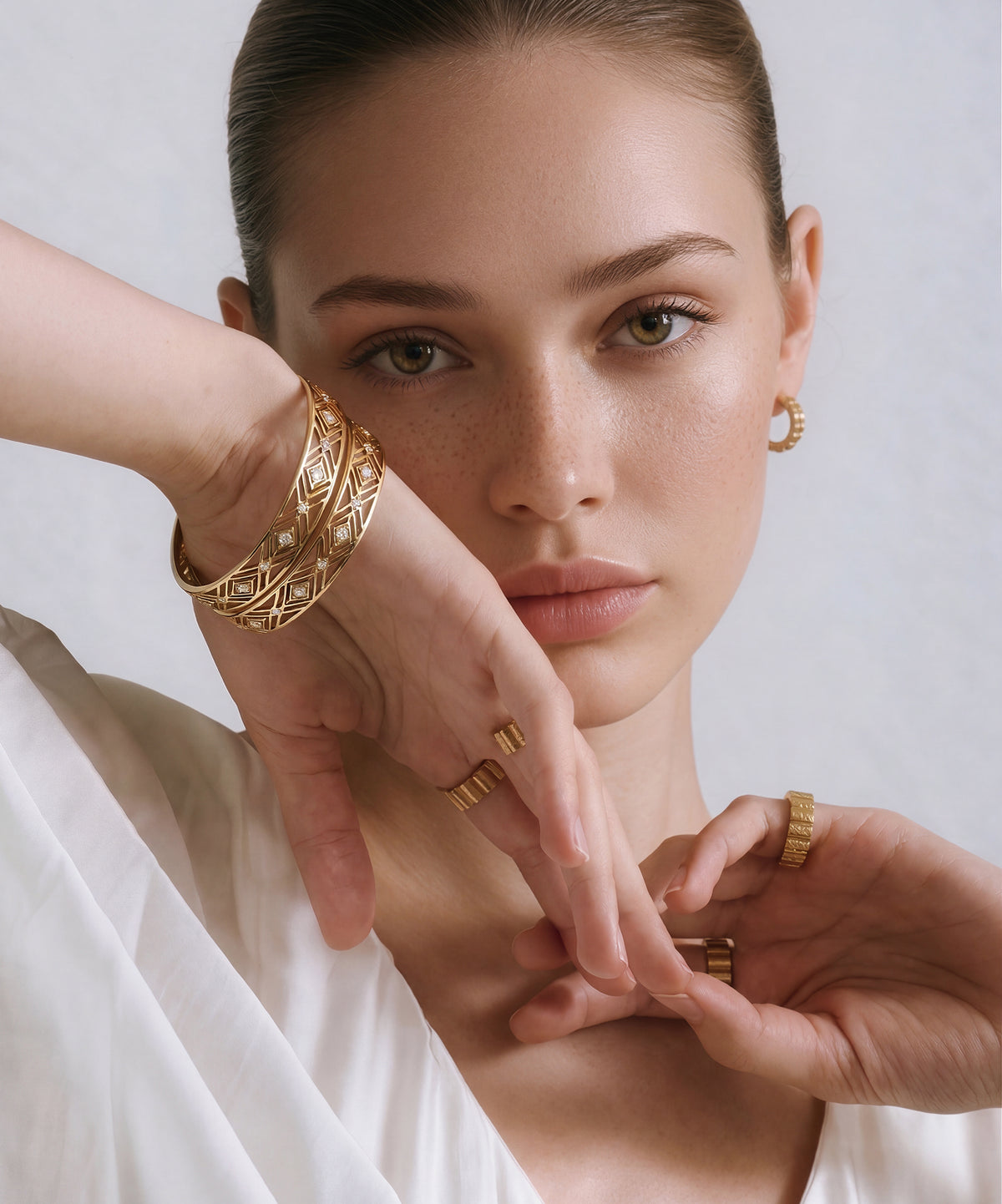 Beaded Gold Bangle